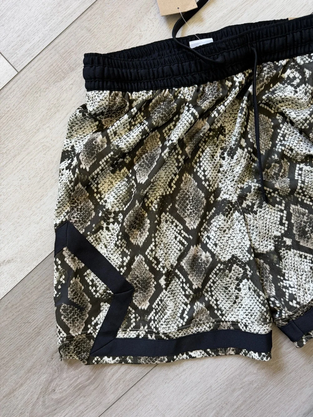 Jordan Black and Beige Snake-Print Athletic Shorts